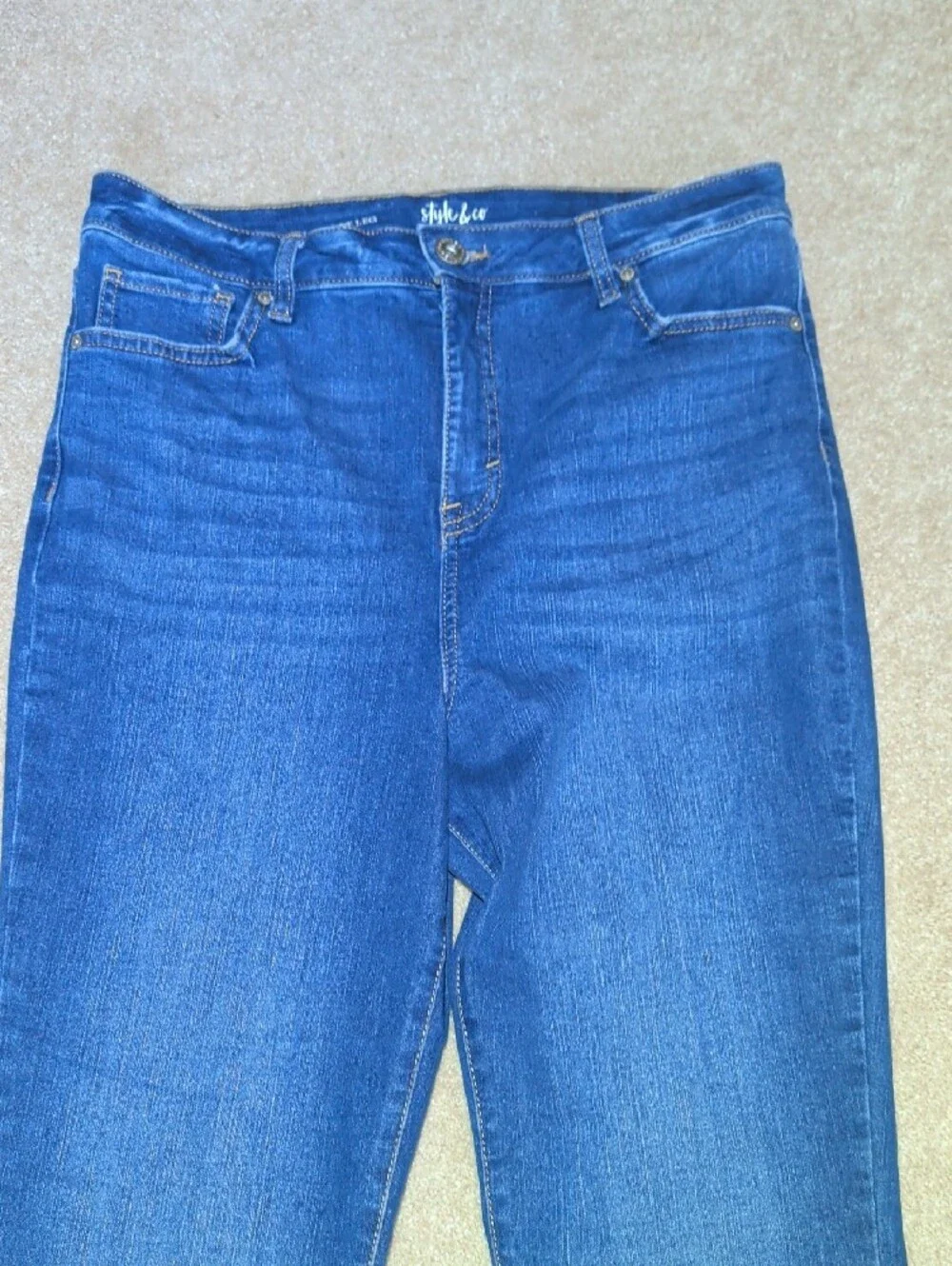 Style & Co. Boot Leg Jeans in Dark Blue Denim
